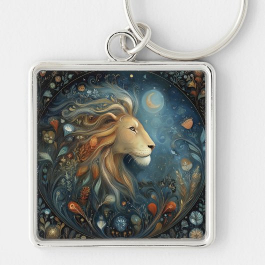 Leo Lion Zodiac Astrology Celestial Birthday キーホルダー (正面)