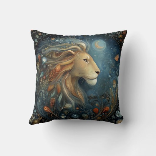 Leo Lion Zodiac Astrology Celestial Birthday クッション (裏面)