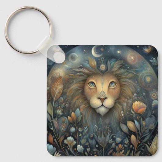 Leo Lion Zodiac Astrology Mystical Birthday キーホルダー (正面)