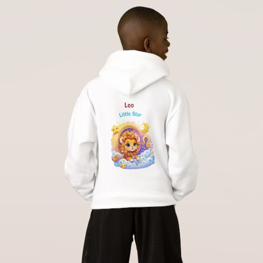 Leo Little Star Zodiac Kids Hoodie Pullover (裏面フル)