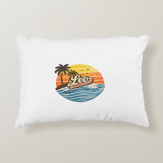 Leo Retro Sunset Name Design アクセントクッション (正面)