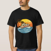 Leo Retro Sunset Name Design Tシャツ (正面)