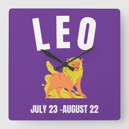 Leo star sign スクエア壁時計 (正面)