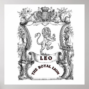 Leo The Royal Lion ヴィンテージ十二星座の掛軸ポスター ポスター