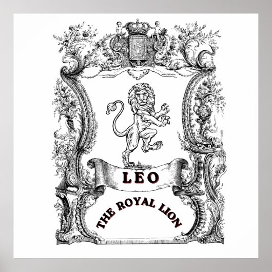 Leo The Royal Lion | ヴィンテージ十二星座の掛軸ポスター ポスター (正面)