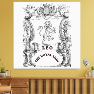 Leo The Royal Lion ヴィンテージ十二星座スクロールポスター キャンバスプリント
