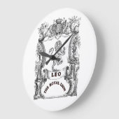 Leo The Royal Lion | ヴィンテージ十二星座スクロールポスター ラージ壁時計 (傾斜)