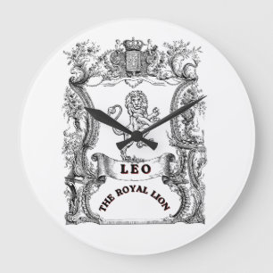 Leo The Royal Lion ヴィンテージ十二星座スクロールポスター ラージ壁時計