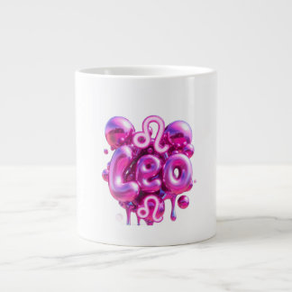 Leo Typography Pink Bubble Letters Mug  ジャンボコーヒーマグカップ