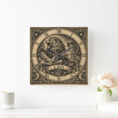 Leo Vintage Zodiac Wall Clock スクエア壁時計 (ホーム)