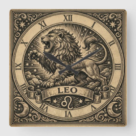 Leo Vintage Zodiac Wall Clock スクエア壁時計