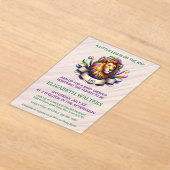 Leo Zodiac Baby Shower Lavender and Green アクリル招待状 (レイダウン)