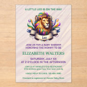 Leo Zodiac Baby Shower Lavender and Green アクリル招待状 (正面)