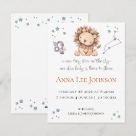 Leo Zodiac Birth Announcement シーズンカード