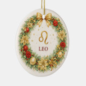 Leo Zodiac Christmas Ornament – Golden Winter Wrea セラミックオーナメント (右)