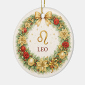 Leo Zodiac Christmas Ornament – Golden Winter Wrea セラミックオーナメント (左)