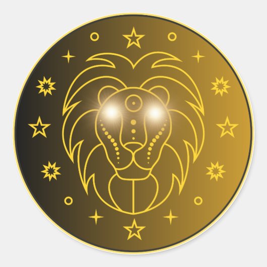 Leo Zodiac Emblem | Minimal Celestial Symbol ラウンドシール (正面)