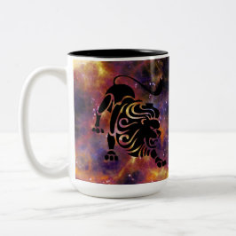Leo Zodiac Galaxy Design – Bold Astrology Horoscop ツートーンマグカップ