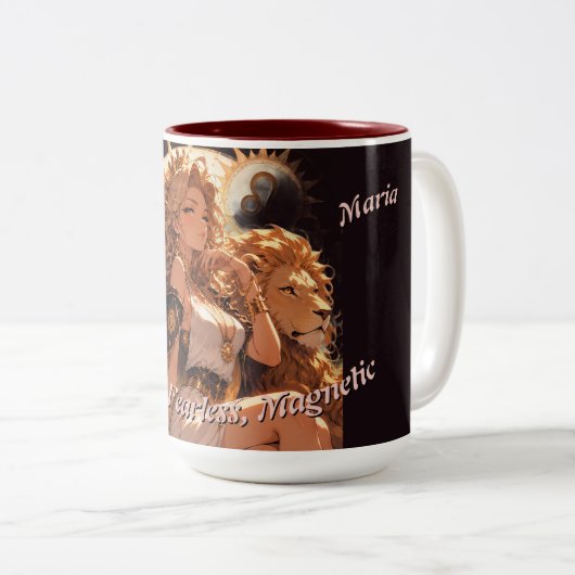 Leo Zodiac Mug Personalized Astrology Gift ツートーンマグカップ (正面右)