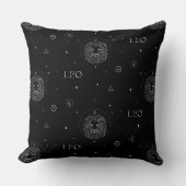 Leo Zodiac Pattern in Black and White クッション (正面)