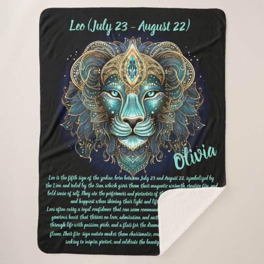 Leo Zodiac – Radiant Strength and Solar Majesty シェルパブランケット (正面)