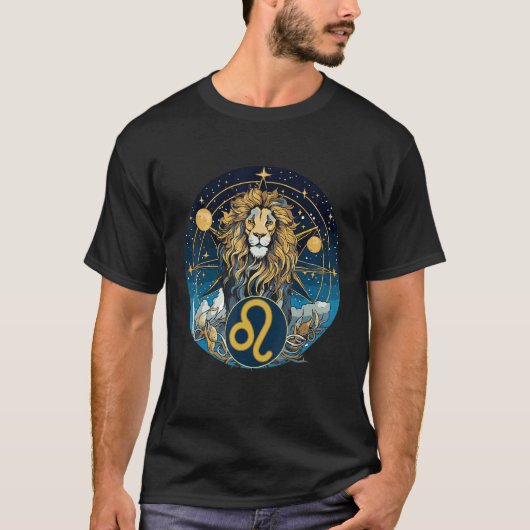 Leo Zodiac Sign Astrology Horoscope Lion Water Nou Tシャツ (正面)