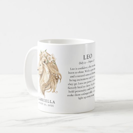 Leo Zodiac Sign Horoscope Personalized Gift コーヒーマグカップ (正面左)