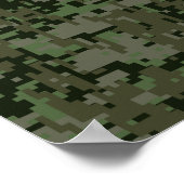 Leo Zodiac Sign on Green Digital Camouflage ポスター (角)
