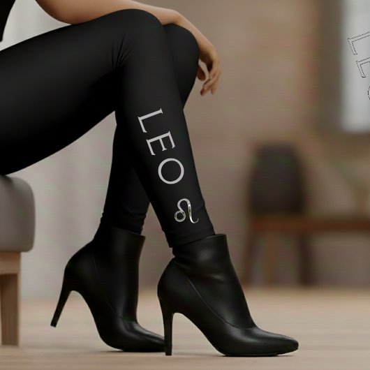 Leo Zodiac Sign Silver Black Astrology Birthday レギンス
