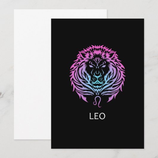 Leo Zodiac Sign The Lion Design Birthday Gift 招待状 (正面/裏面)