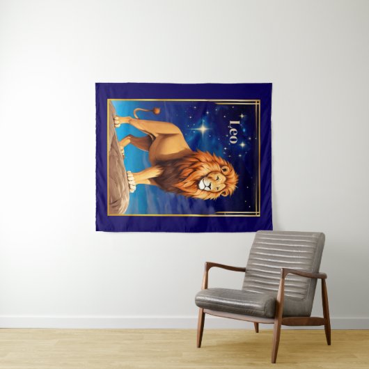 Leo Zodiac Sign Under a Starry Sky タペストリー (インサイチュ(横))