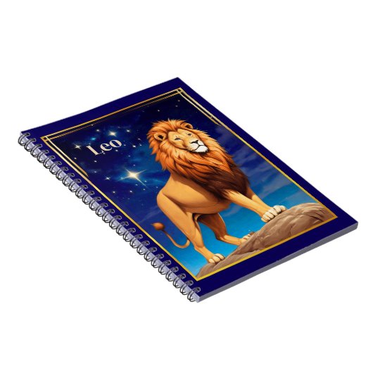 Leo Zodiac Sign Under a Starry Sky ノートブック (右側)