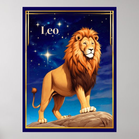 Leo Zodiac Sign Under a Starry Sky ポスター (正面)
