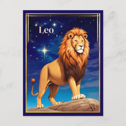 Leo Zodiac Sign Under a Starry Sky ポストカード (正面)