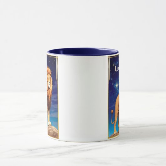 Leo Zodiac Sign Under a Starry Sky マグカップ (中央)