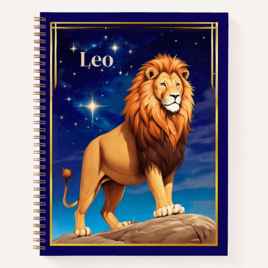 Leo Zodiac Sign Under a Starry Sky Journal  ノートブック (正面)