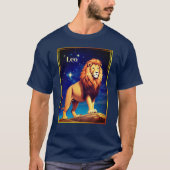 Leo Zodiac Sign Under a Starry Sky Tシャツ (正面)