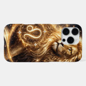 Leo Zodiac sign with golden majesty iPhoneケース (裏面横)