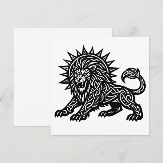 Leo Zodiac Sun‑Mane Lion | BurnsInHell 招待状 (正面/裏面)