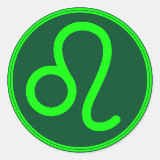 Leo Zodiac Symbol Green Contrast ラウンドシール