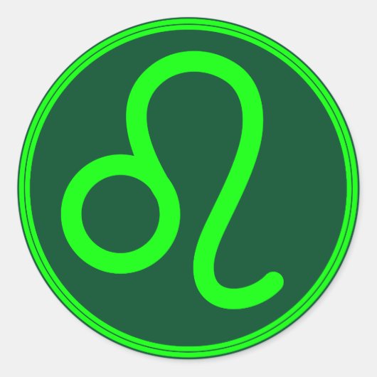 Leo Zodiac Symbol Green Contrast ラウンドシール (正面)