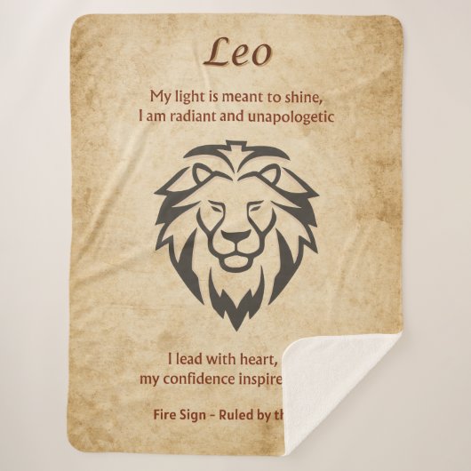 Leo Zodiac with Bold Self-Love Affirmations  シェルパブランケット (正面)