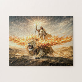 Leo Zodiac with Warrior Riding a Fiery Winged Lion ジグソーパズル