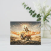 Leo Zodiac with Warrior Riding a Fiery Winged Lion ポストカード (スタンド正面)