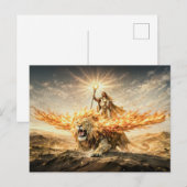 Leo Zodiac with Warrior Riding a Fiery Winged Lion ポストカード (正面/裏面)