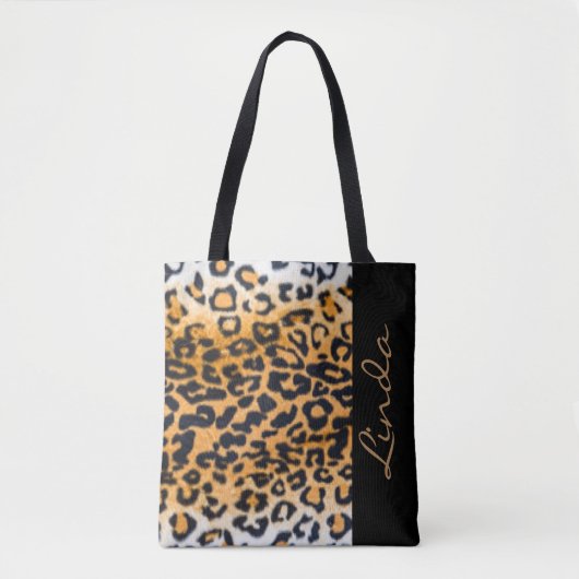 Leoardパターンプリントのデザイン トートバッグ (正面)
