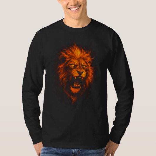 León de fuego Camiseta manga larga Tシャツ (正面)