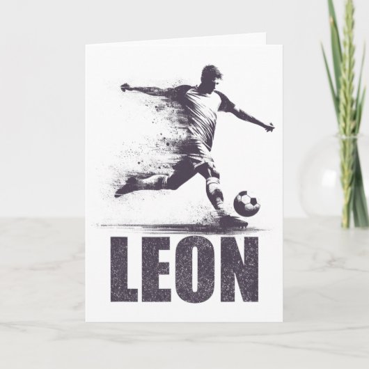 Leon Soccer Boys Personalized First Name Leon  カード (正面)