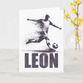 Leon Soccer Boys Personalized First Name Leon  カード (黄色い花)