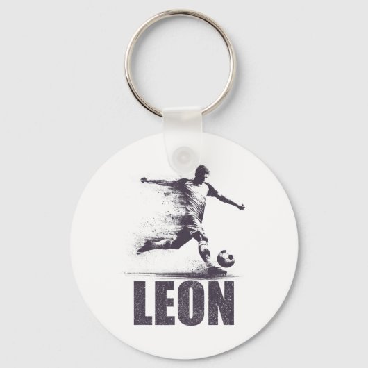 Leon Soccer Boys Personalized First Name Leon キーホルダー (正面)